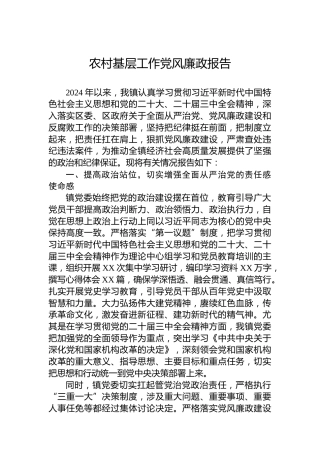 2024年农村基层工作党风廉政报告