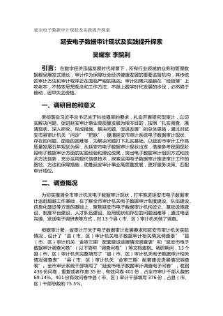 延安电子数据审计现状及实践提升探索（调研报告）