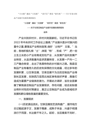 “小豆腐”撬动“大发展” “老手艺”焕发“新生机”