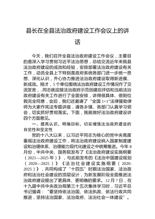 县长在全县法治政府建设工作会议上的讲话