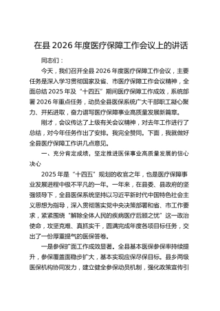 在县2026年度医疗保障工作会议上的讲话_1