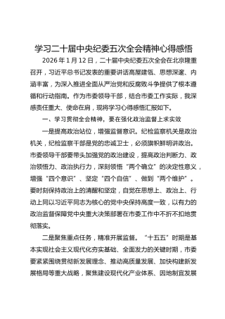 学习二十届中央纪委五次全会精神心得感悟