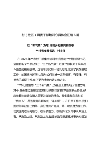 村（社区）两委干部培训心得体会汇编【6篇】