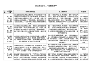 民主生活会个人问题整改清单