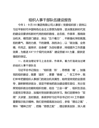 组织人事干部队伍建设报告