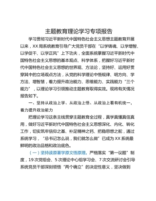 主题教育理论学习专项报告