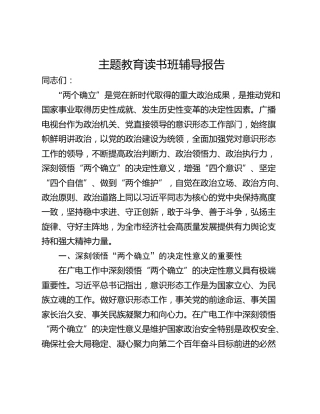 主题教育读书班辅导报告