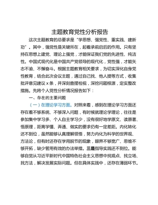 主题教育党性分析报告