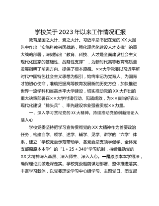 学校关于2023年以来工作情况汇报