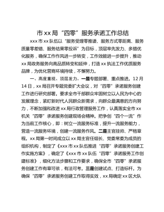 市xx局“四零”服务承诺工作总结