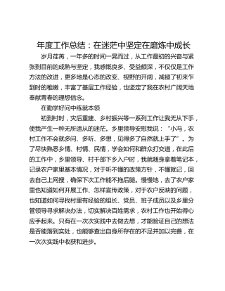 年度工作总结：在迷茫中坚定在磨炼中成长