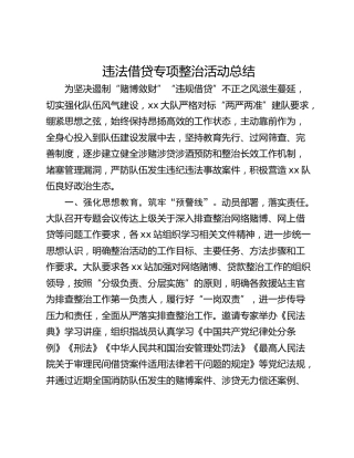 违法借贷专项整治活动总结