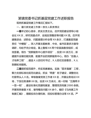 某镇党委书记抓基层党建工作述职报告_1