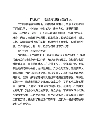 工作总结：脚踏实地行稳致远