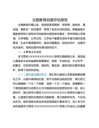 主题教育自查评估报告
