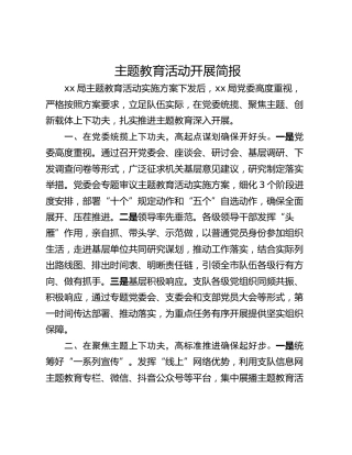 主题教育活动开展简报