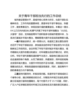 关于青年干部担当先行的工作总结