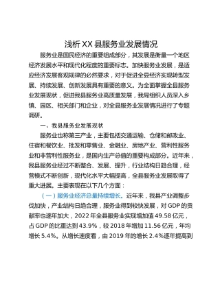 浅析XX县服务业发展情况