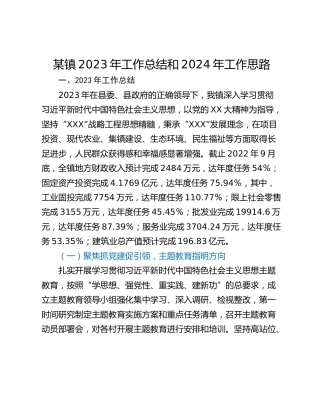 某镇2023年工作总结和2024年工作思路