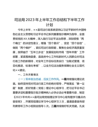 司法局2023年上半年工作总结和下半年工作计划_1