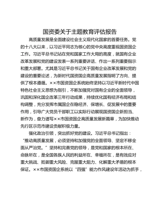 国资委关于主题教育评估报告