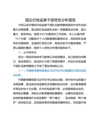国企纪检监察干部党性分析报告