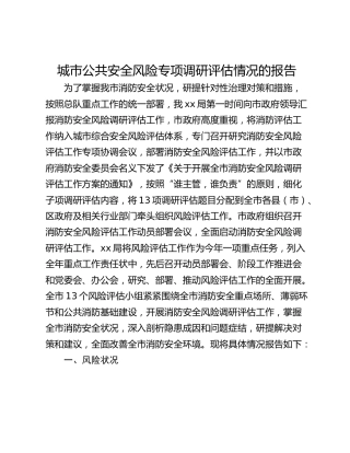 城市公共安全风险专项调研评估情况的报告