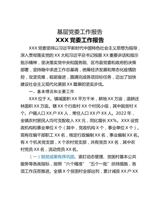 基层党委工作报告