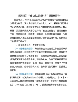 区残联“谁执法谁普法”履职报告