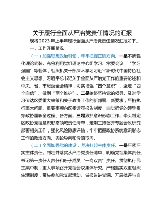 关于履行全面从严治党责任情况的汇报_1