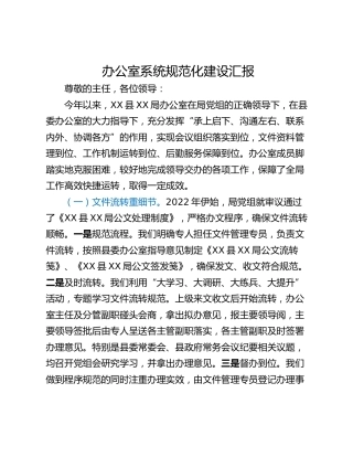 办公室系统规范化建设汇报