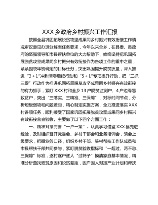 XXX乡政府乡村振兴工作汇报