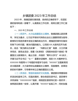 乡镇团委2023年工作总结