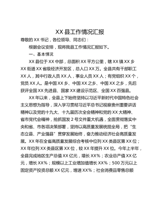 XX县工作情况汇报