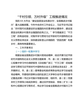 “千村引领、万村升级”工程推进情况