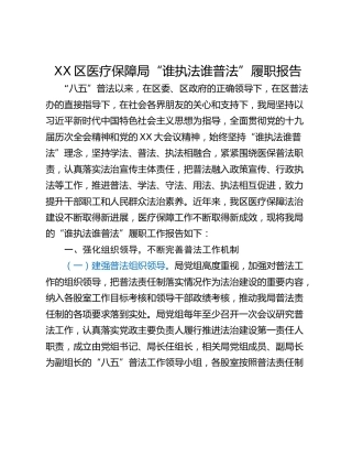 XX区医疗保障局“谁执法谁普法”履职报告