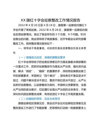 XX旗红十字会巡察整改工作情况报告