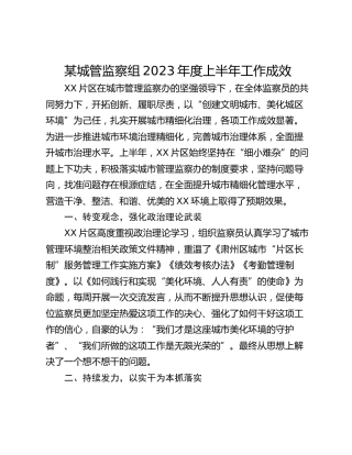 某城管监察组2023年度上半年工作成效