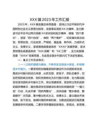 XXX镇2023年工作汇报