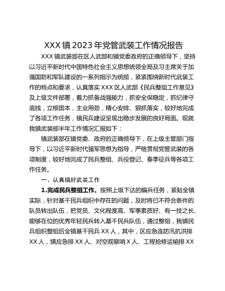 XXX镇2023年党管武装工作情况报告