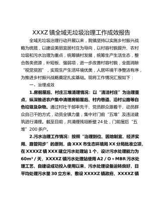 XXXZ镇全域无垃圾治理工作成效报告