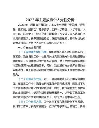 2023年主题教育个人党性分析