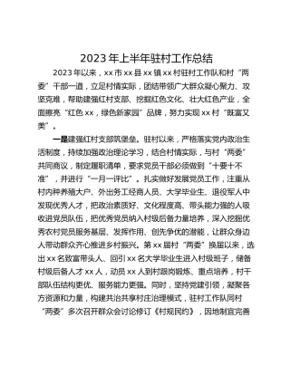 2023年上半年驻村工作总结_1