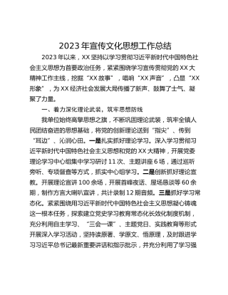 2023年宣传文化思想工作总结