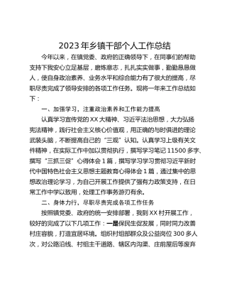 2023年乡镇干部个人工作总结