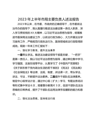 2023年上半年市局主要负责人述法报告