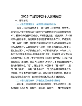 2023年县管干部个人述职报告