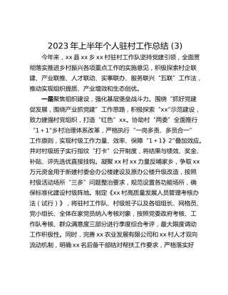2023年上半年个人驻村工作总结 (3)