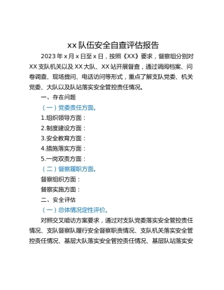 xx队伍安全自查评估报告