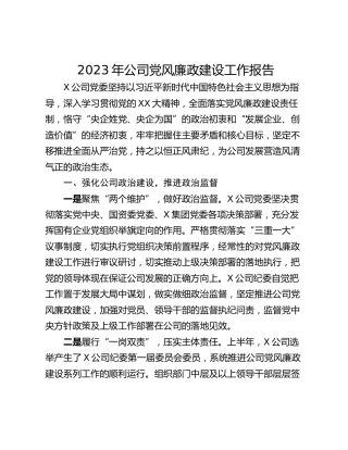 2023年公司党风廉政建设工作报告_1